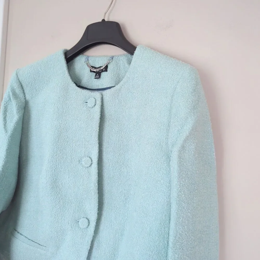 J. Crew NWT Lady Jacket Blazer Faded Mint Textured Boucle Tweed Chic Plus 24